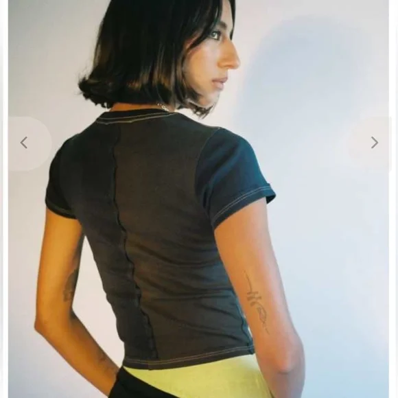 Eckhaus Latta Navy & Brown Lapped Baby T-Shirt - Picture 2 of 7